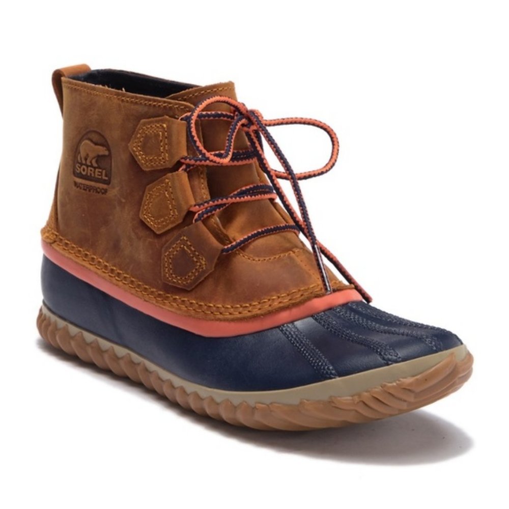 Sorel Out N About Leather Waterproof Duck Boots in Caramel